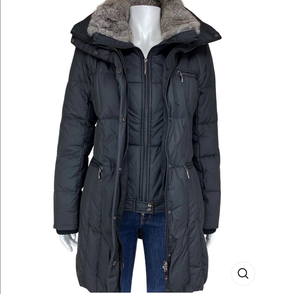 Steve by Searle down coat with fur collar